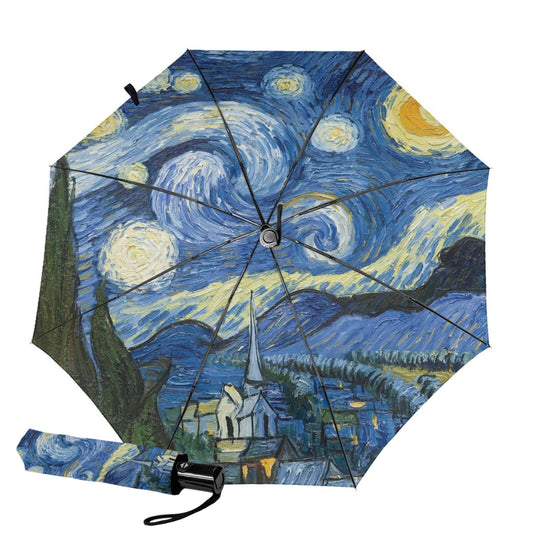 UV Blocking Automatic Compact Umbrella With Starry Night Print Inside