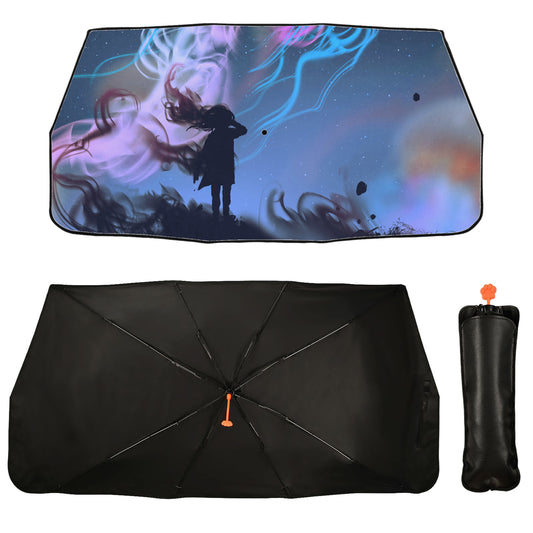 Starry Sky Girl Windscreen Umbrella Shade