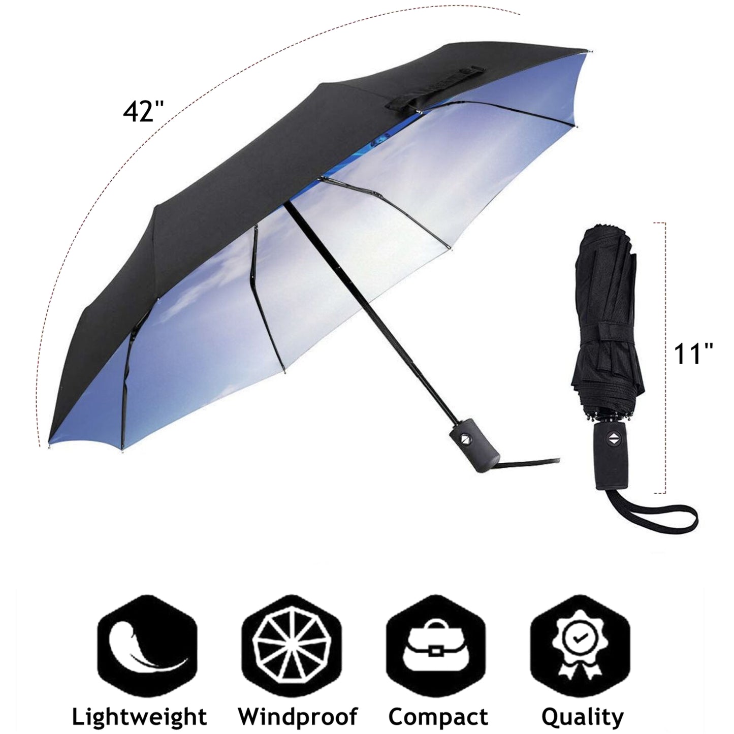 Folding Umbrella With Sunshine And Water Drops Design Inside