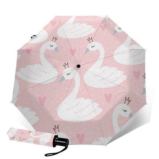 White Swan Printed Compact Umbrella