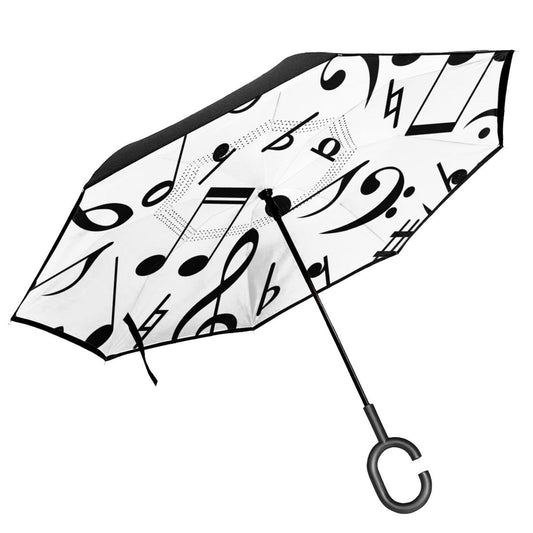 Music Notes Printed Inverted Umbrella