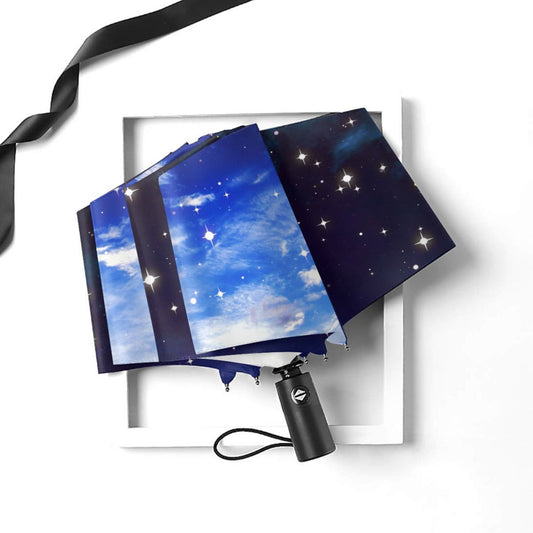 Starry Night Print Automatic Travel Umbrella