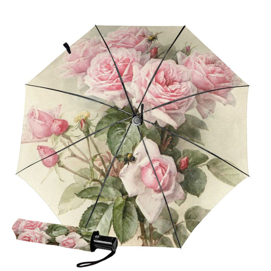 Small Foldable Umbrella With Peony Print Inside