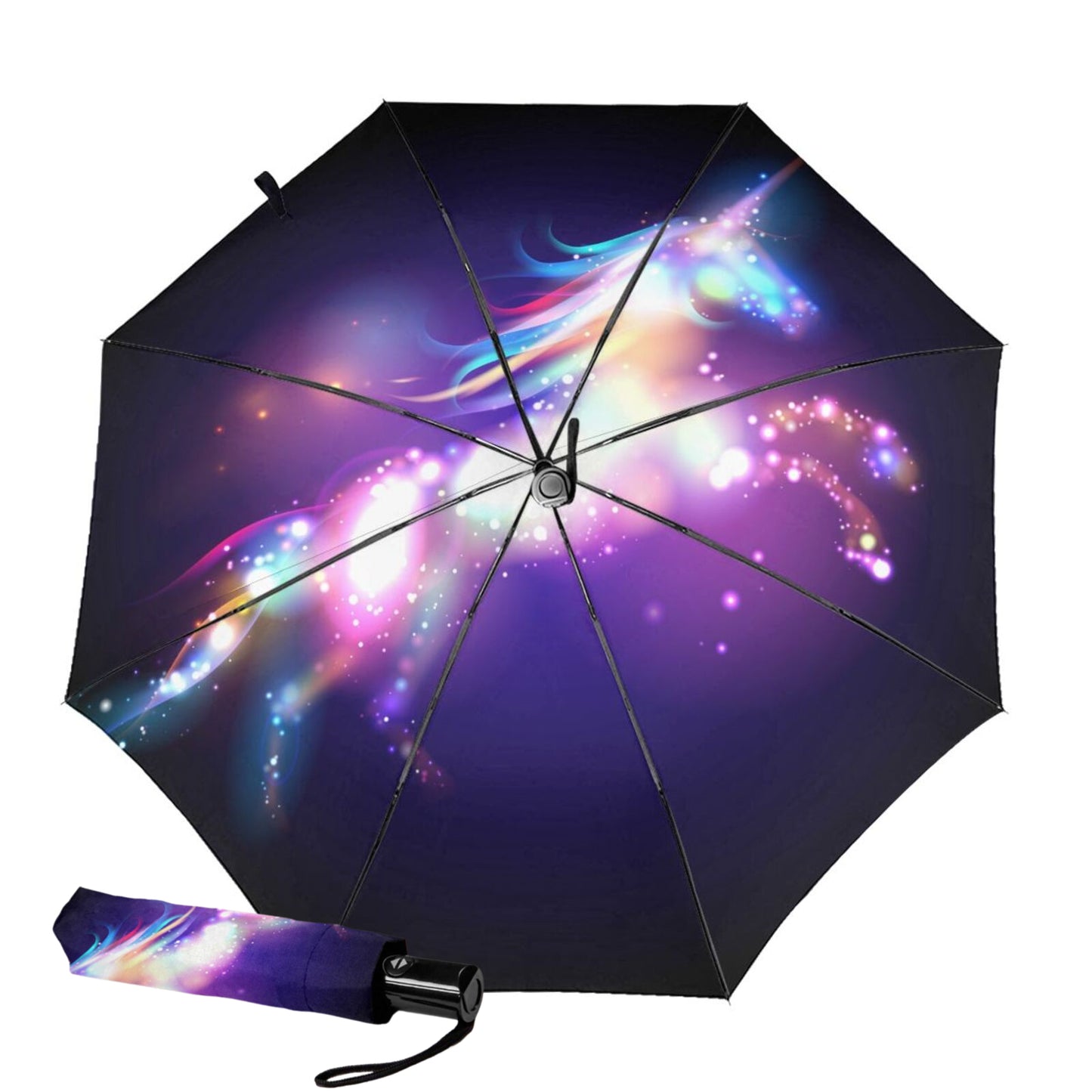 Compact Foldable Umbrella With Unicorn Design Inside