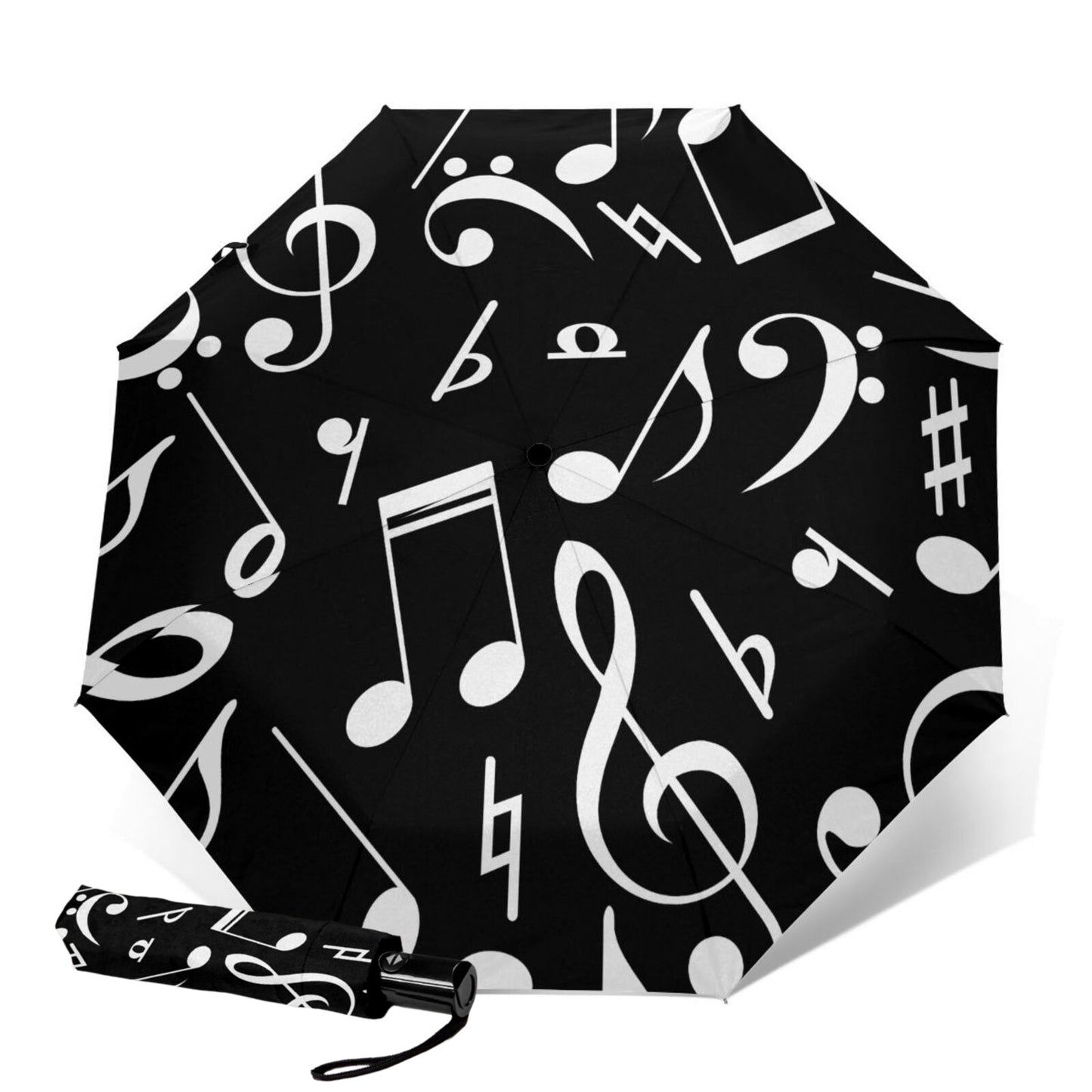 White Music Note Foldable Umbrella