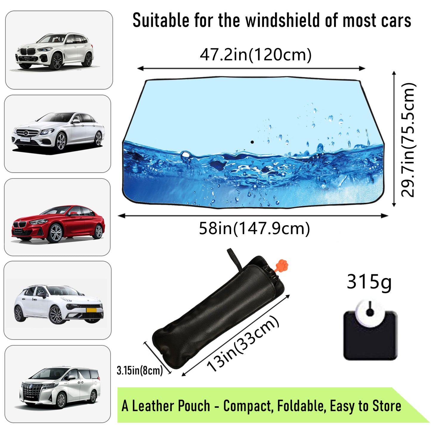 Water Drops Windshield Sunshade Umbrella