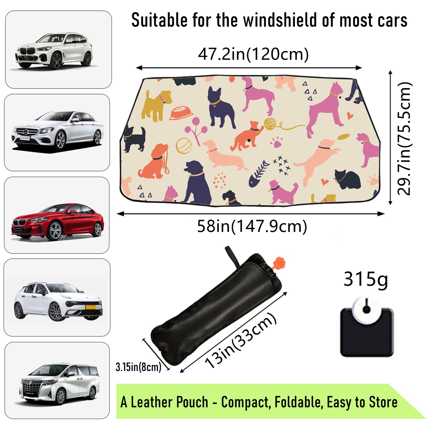 Cat And Dog Printed Car Sun Shades