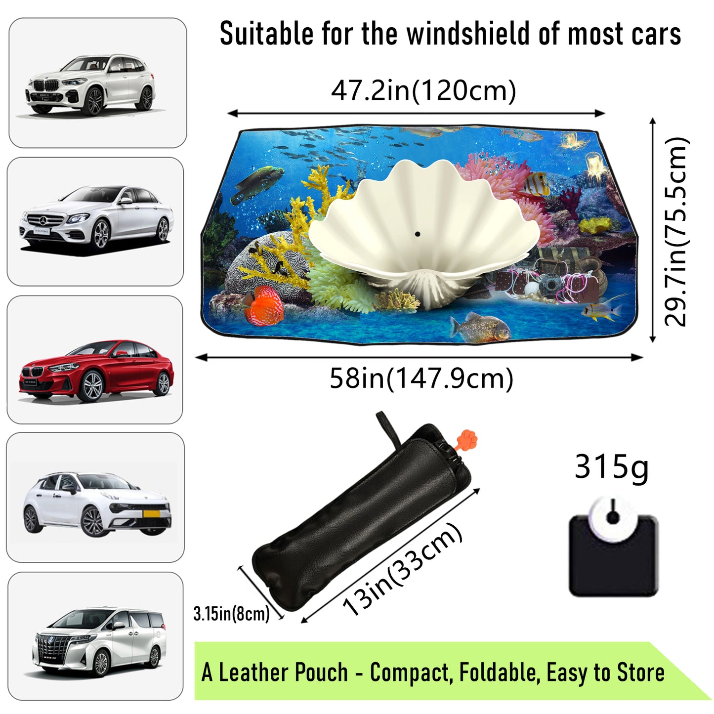 Sea Shell Car Windscreen Sun Shade Umbrella