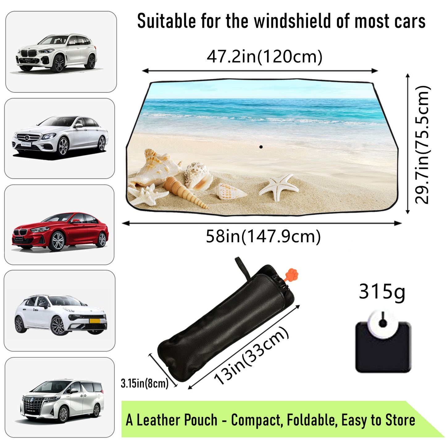 Conch Print Car Windshield Sun Shade