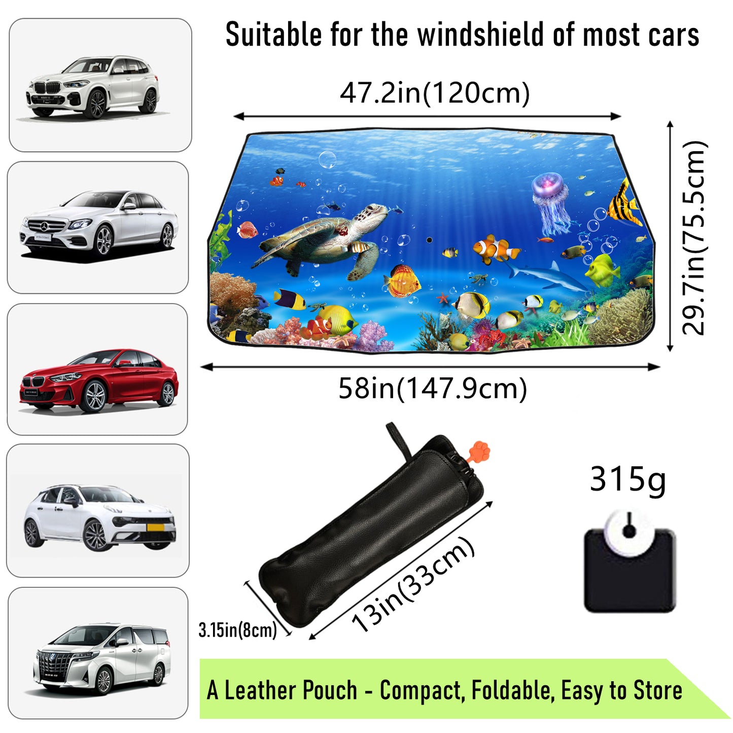 Big Sea Turtle Umbrella Style Car Shade