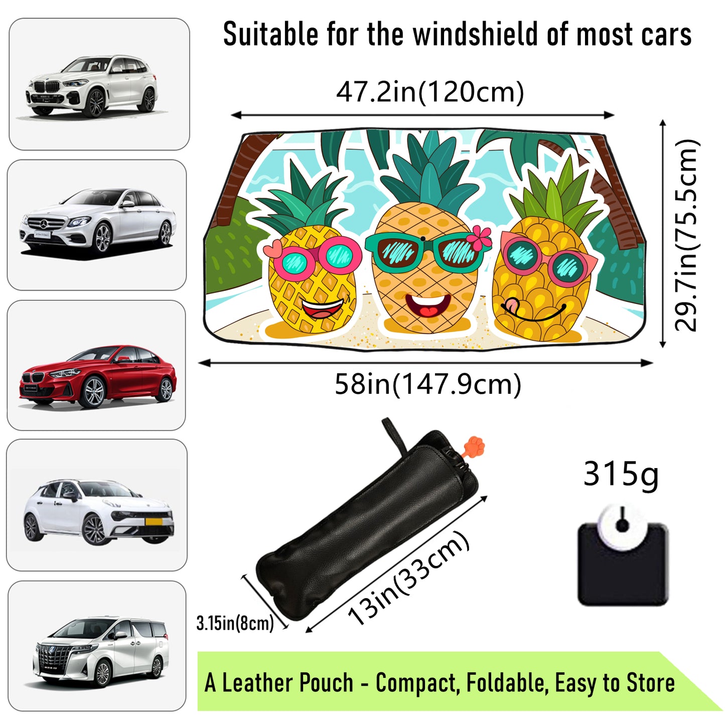 Pineapple Foldable Car Windshield Sun Shade