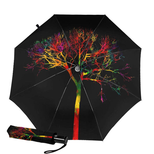 Compact Umbrella With Wishing Tree Design Inside