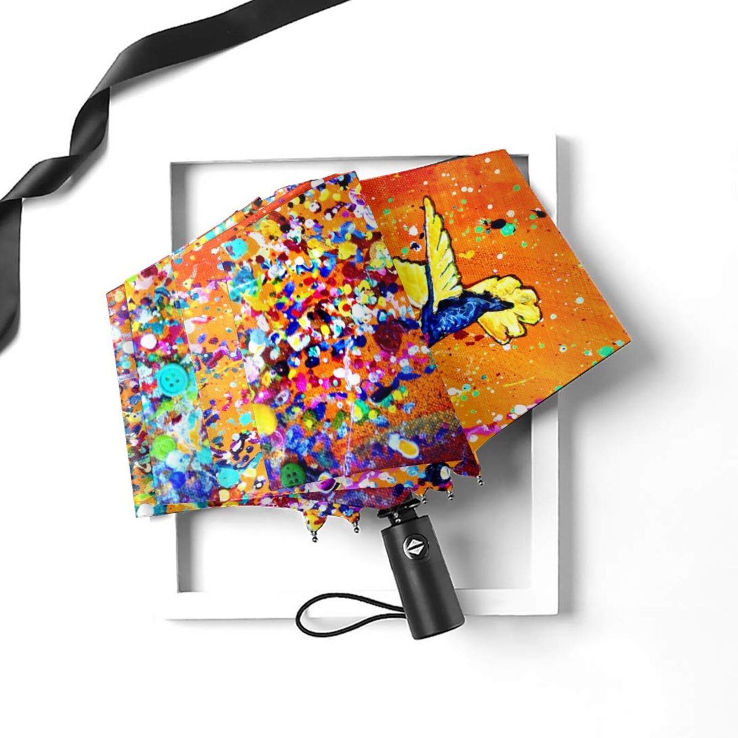 Hummingbird Oil Painting Folding Umbrella