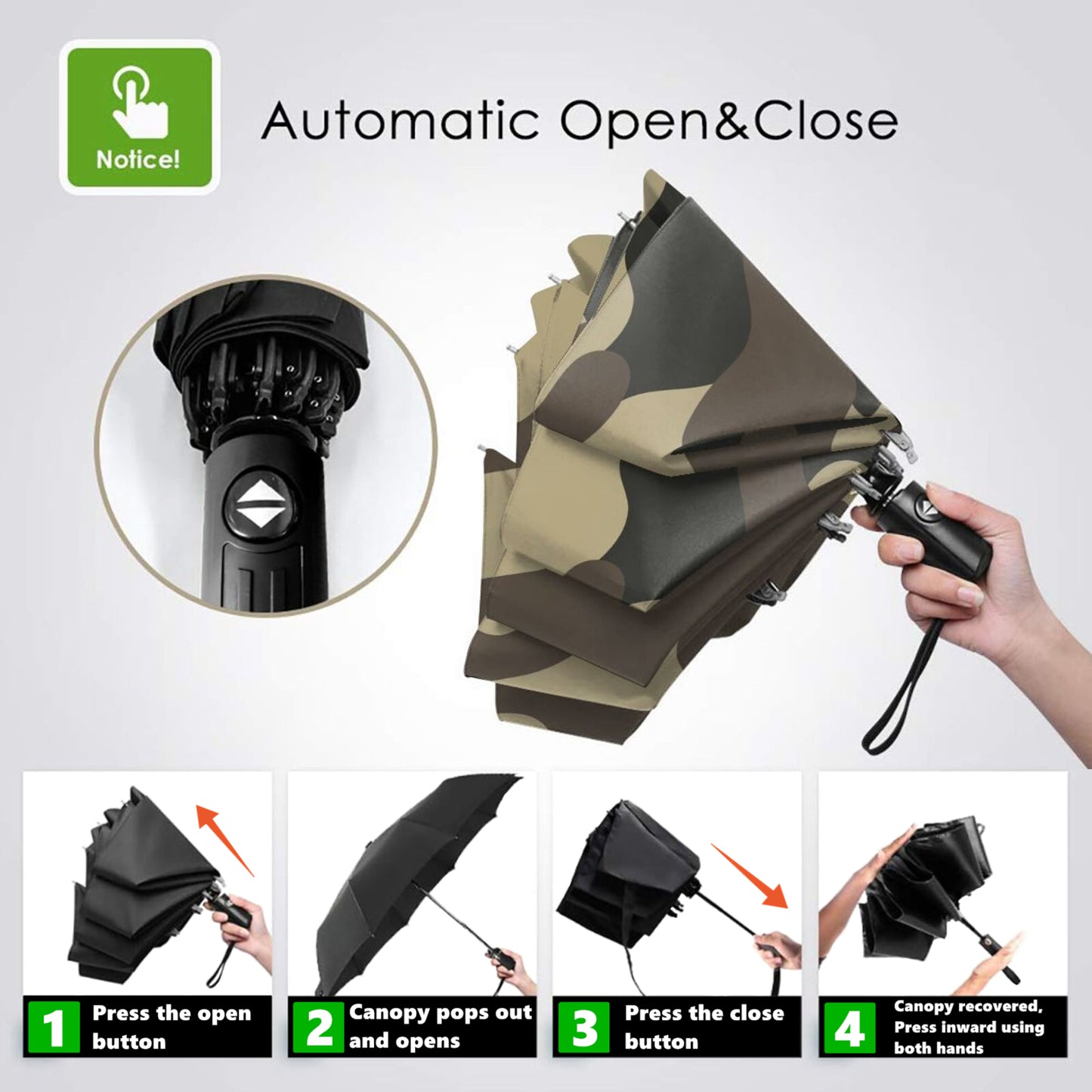 Camouflage Compact Foldable Umbrella