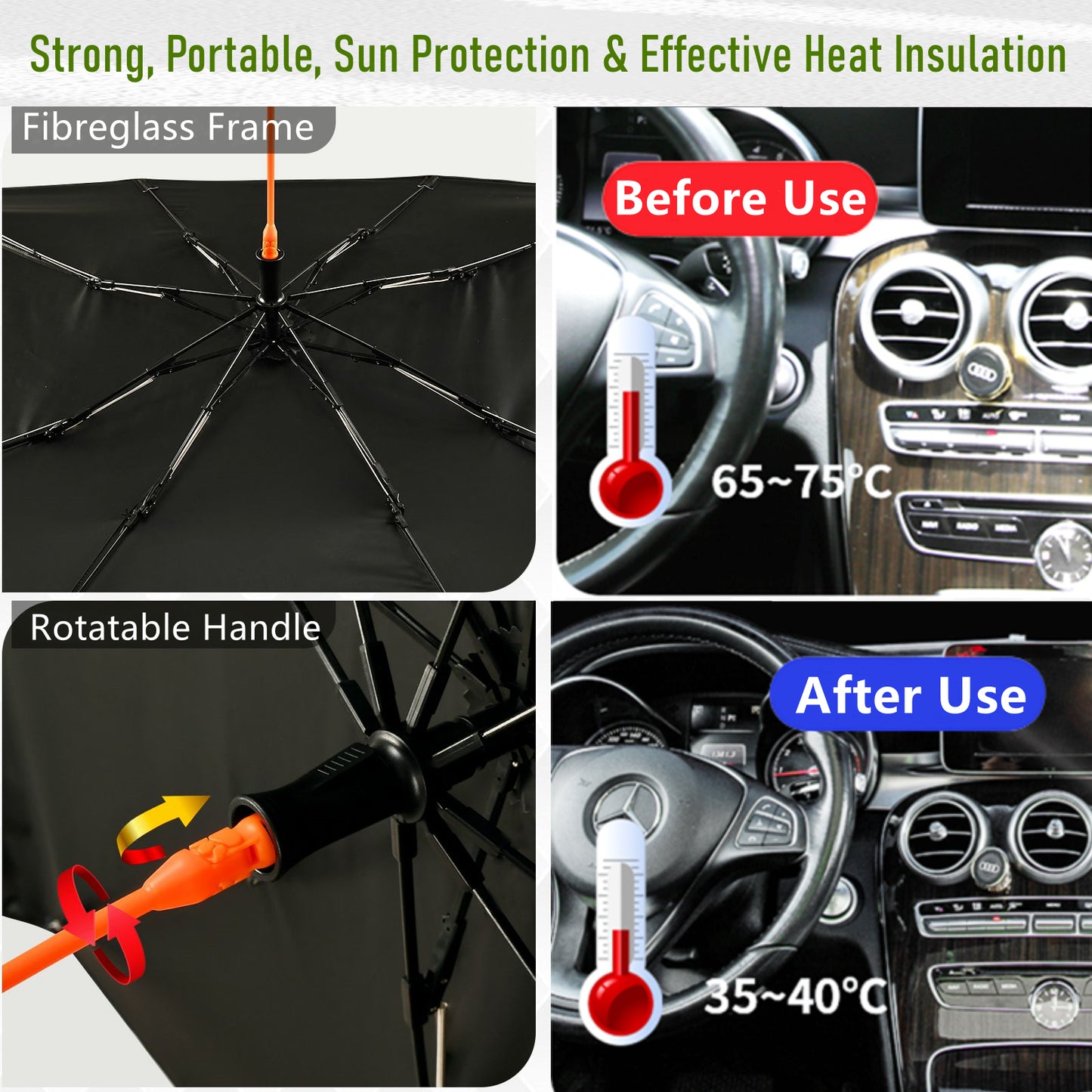 Sunshine And Water Droplets Umbrella Style Sun Shade For Car