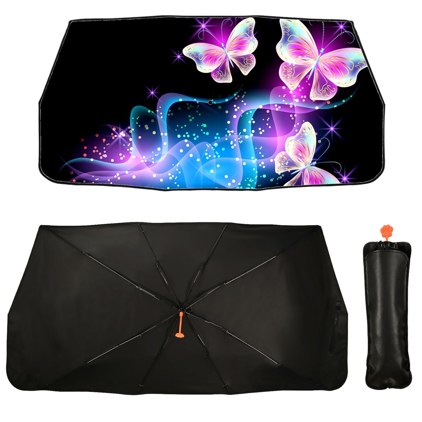 Umbrella Style Car Sun Shade With Butterfly Design