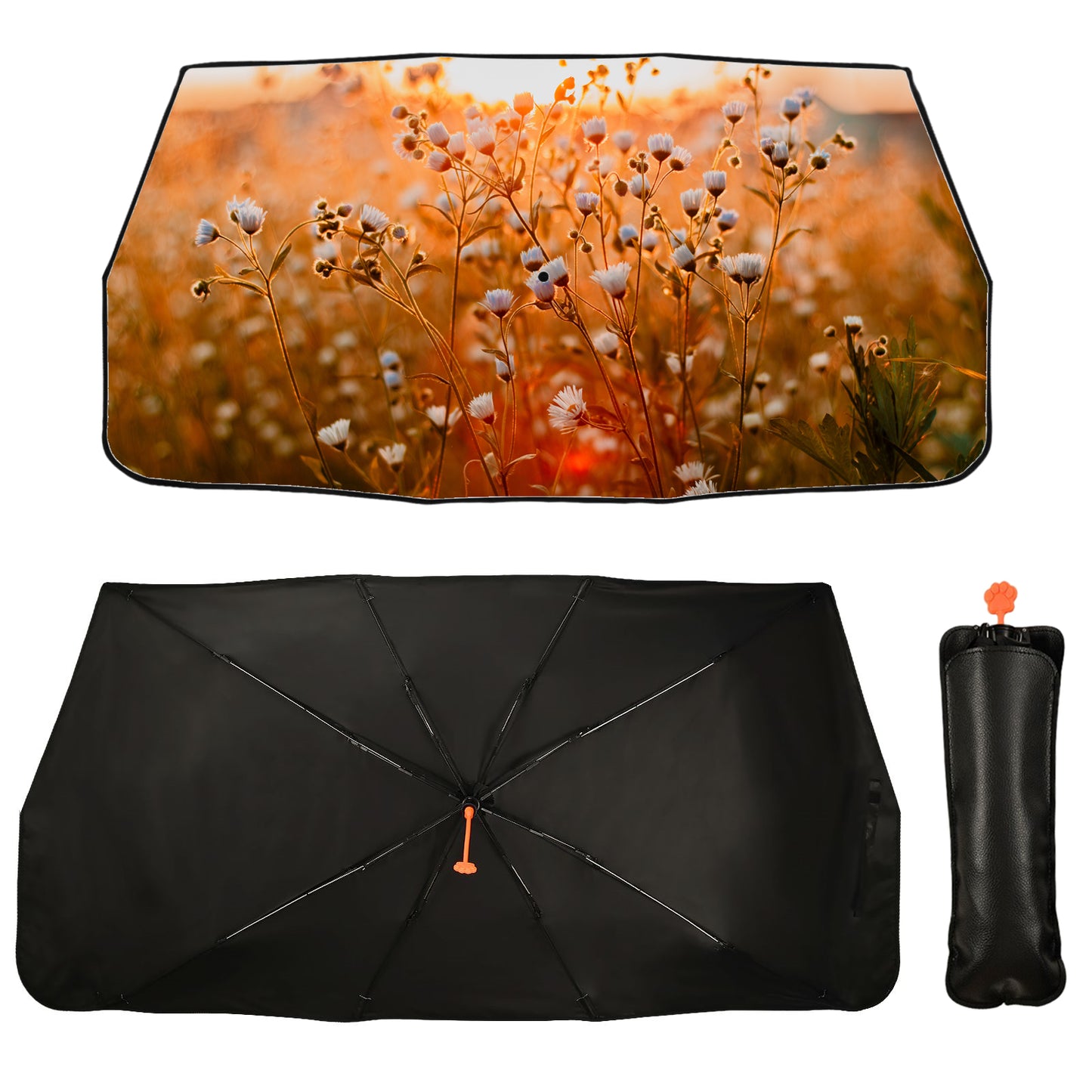 Umbrella Car Shade With Floral Field