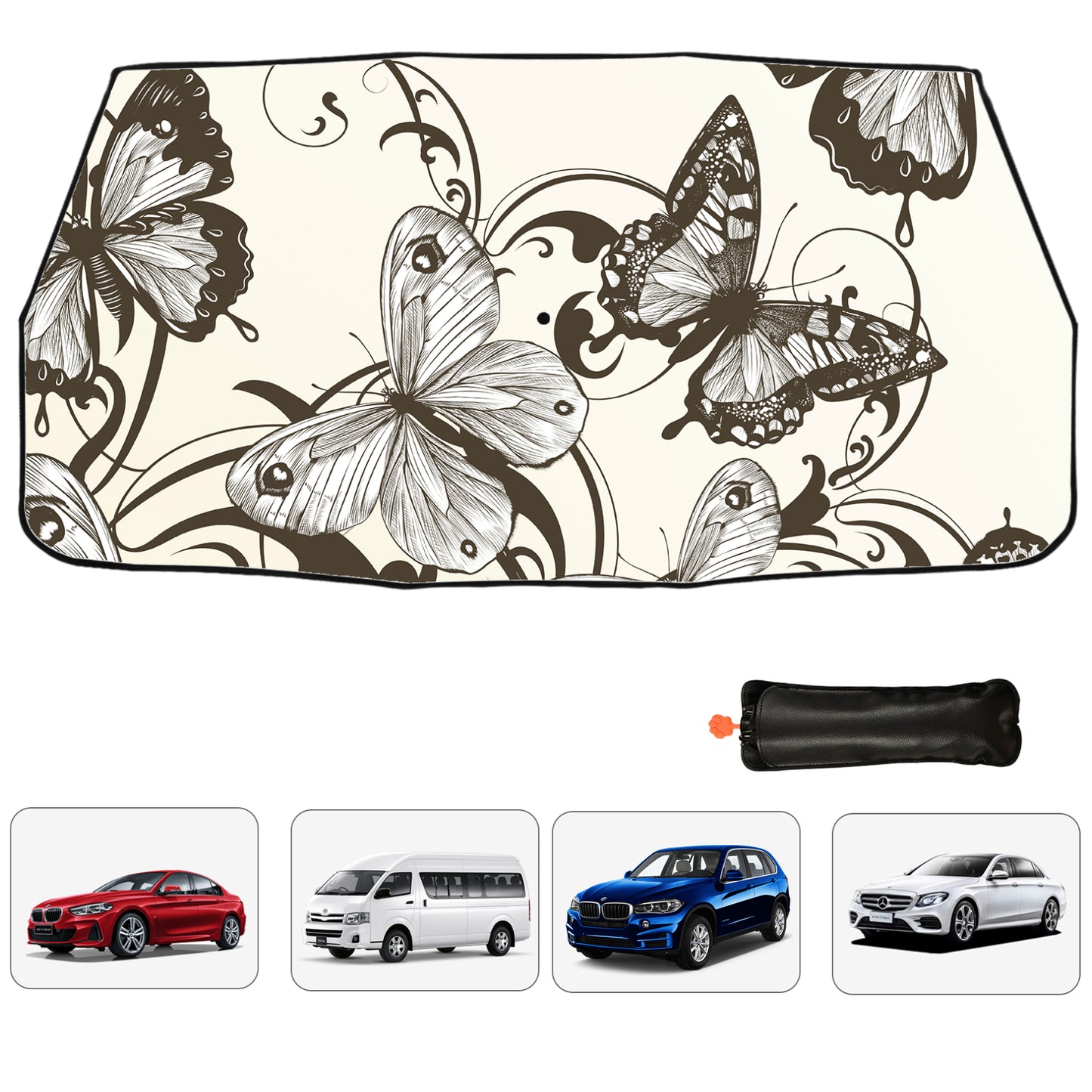 Black Butterfly Car Windshield Sun Shade