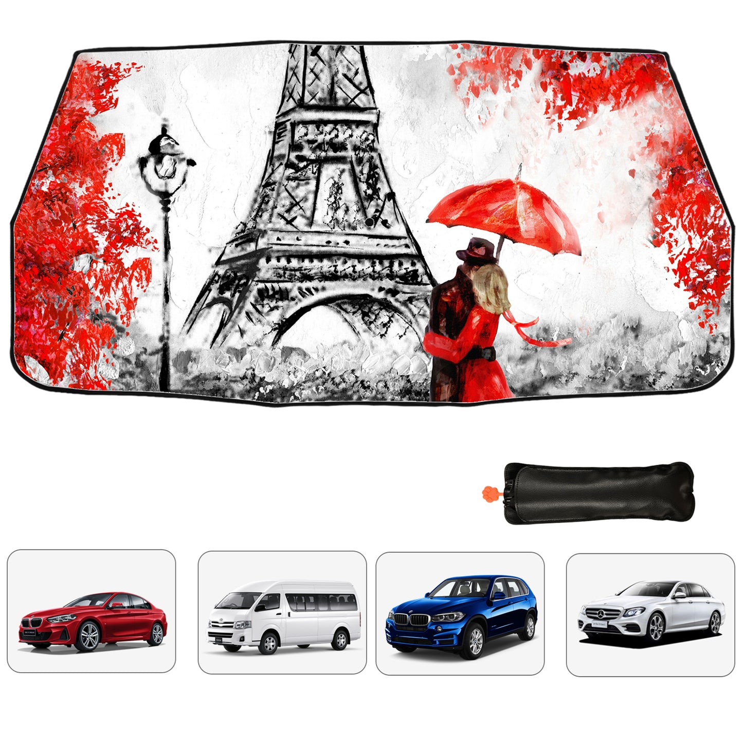 Paris Lovers Car Windshield Sunshade Umbrella