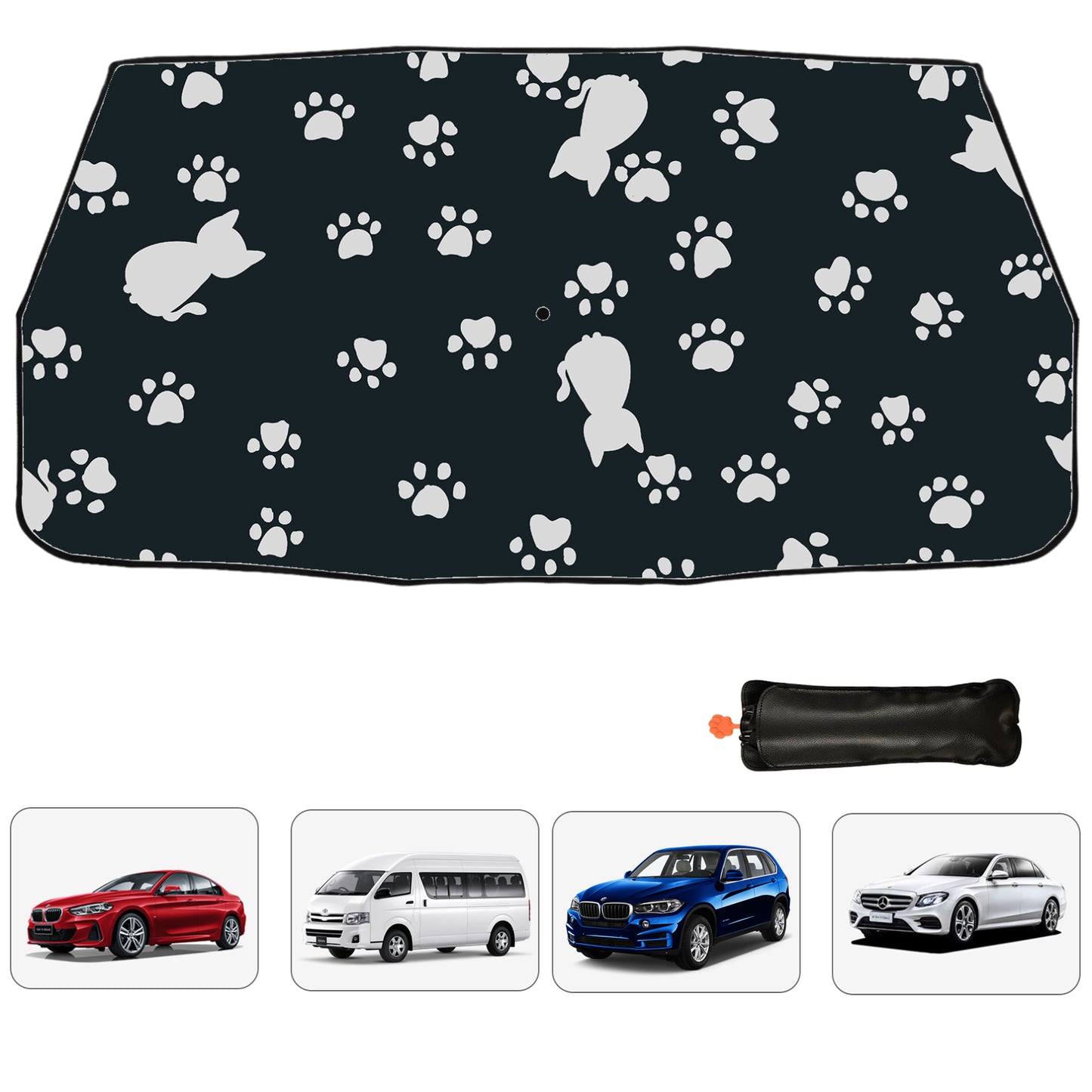 Paw Print Folding Windshield Sun Shade