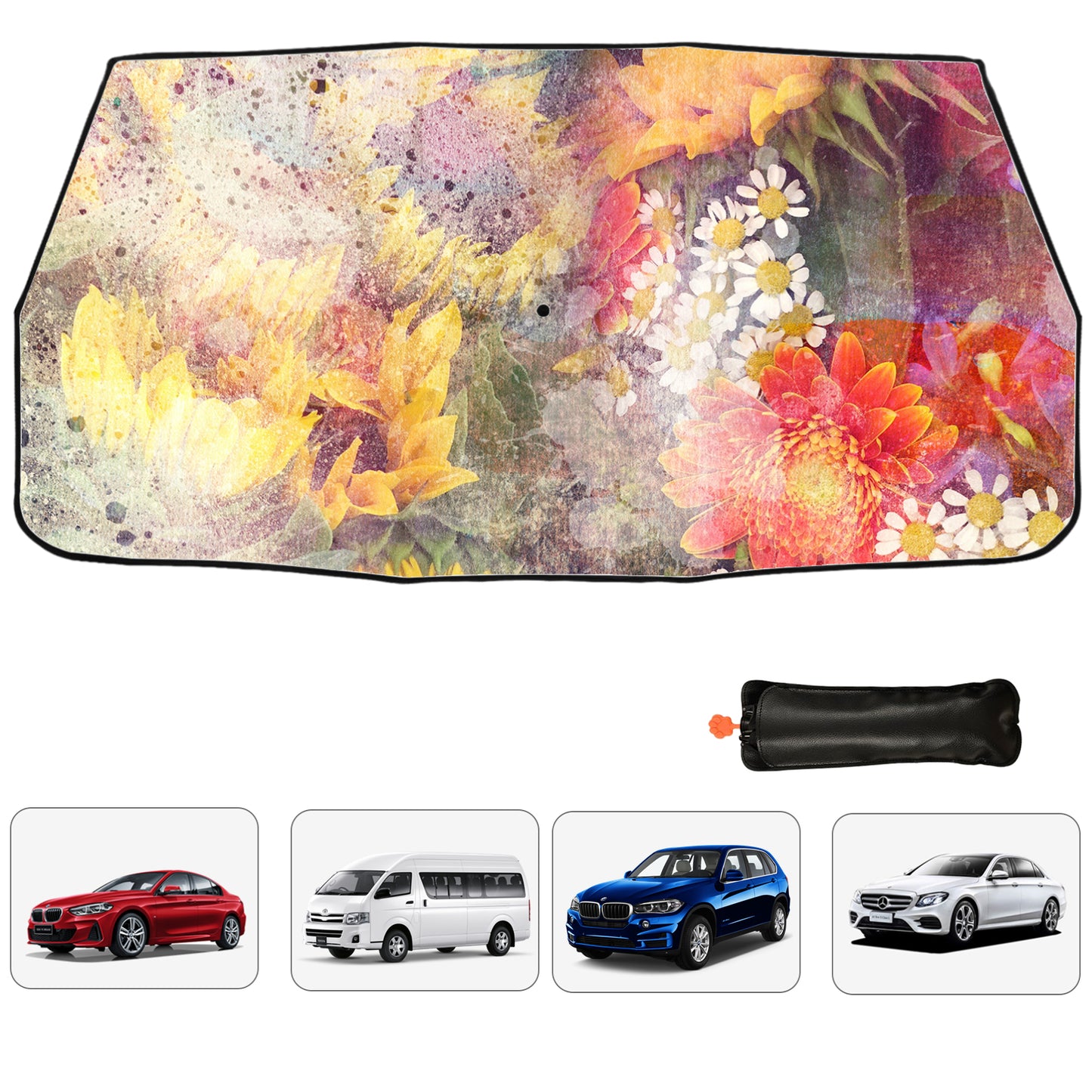 Flower Oil Painting Car Windshield Sun Shade