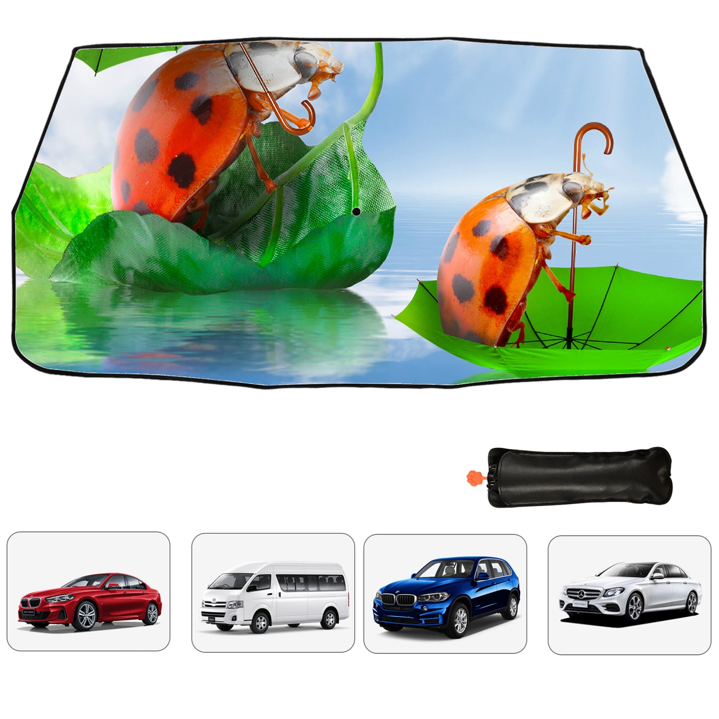 Funny Ladybird Car Windscreen Sun Shade Umbrella