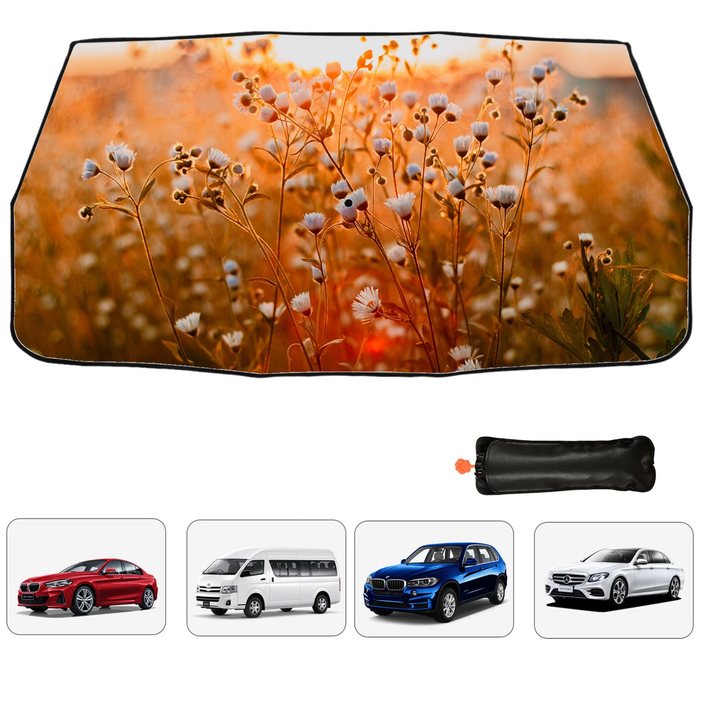 Umbrella Car Shade With Floral Field