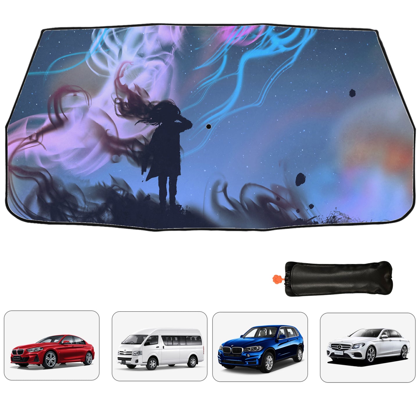 Starry Sky Girl Windscreen Umbrella Shade