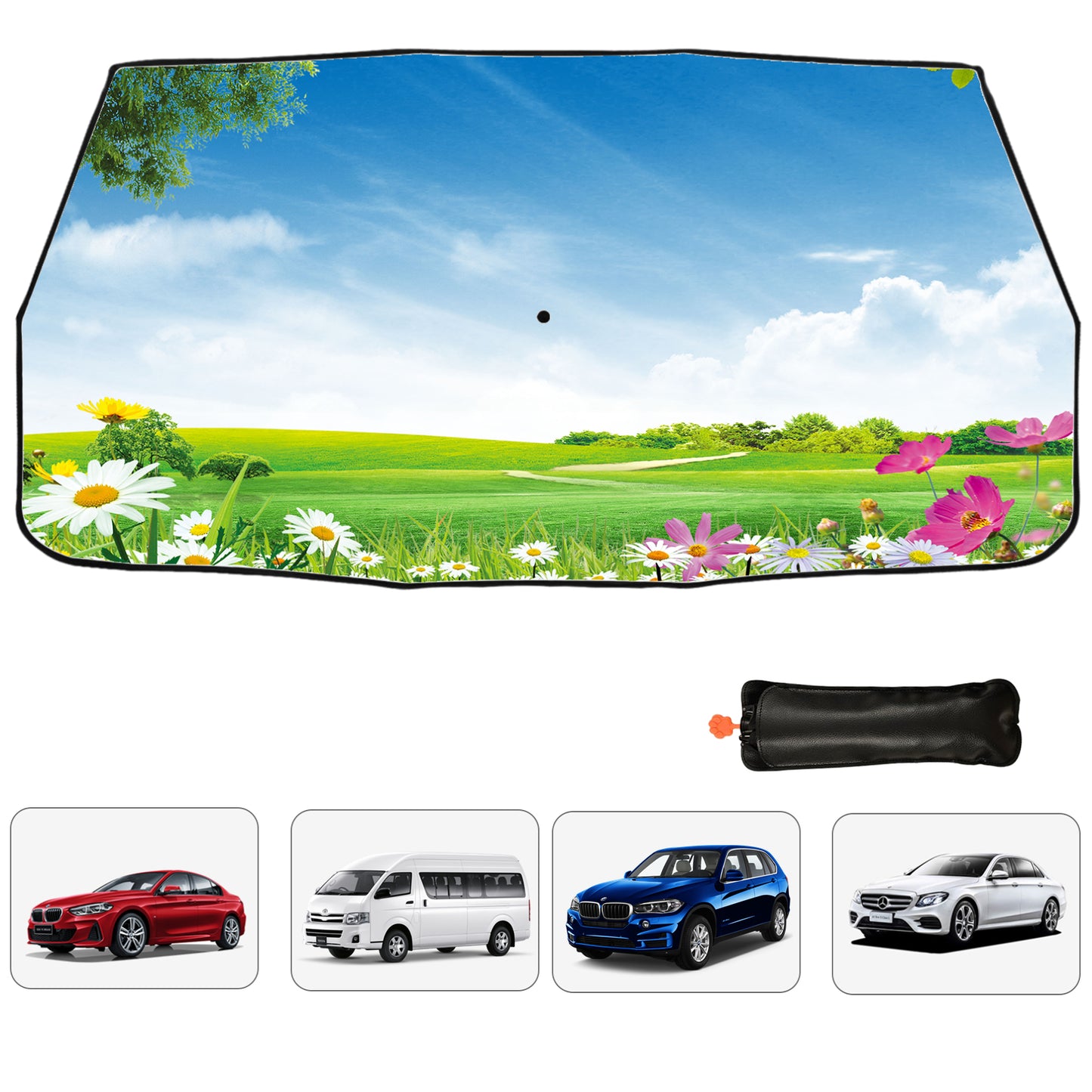 Blue Sky And Daisy Front Windshield Umbrella