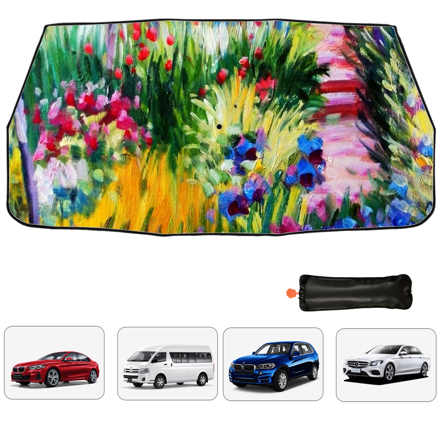 Floral Oil Painting Car Windshield Sun Shade