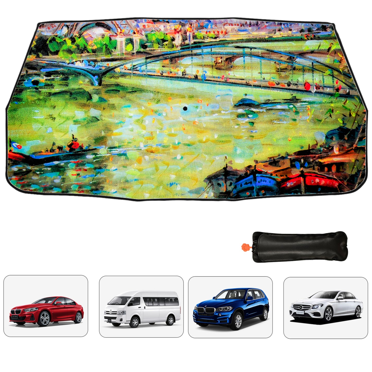 Paris Oil Painting Windshield Sunscreen Umbrella