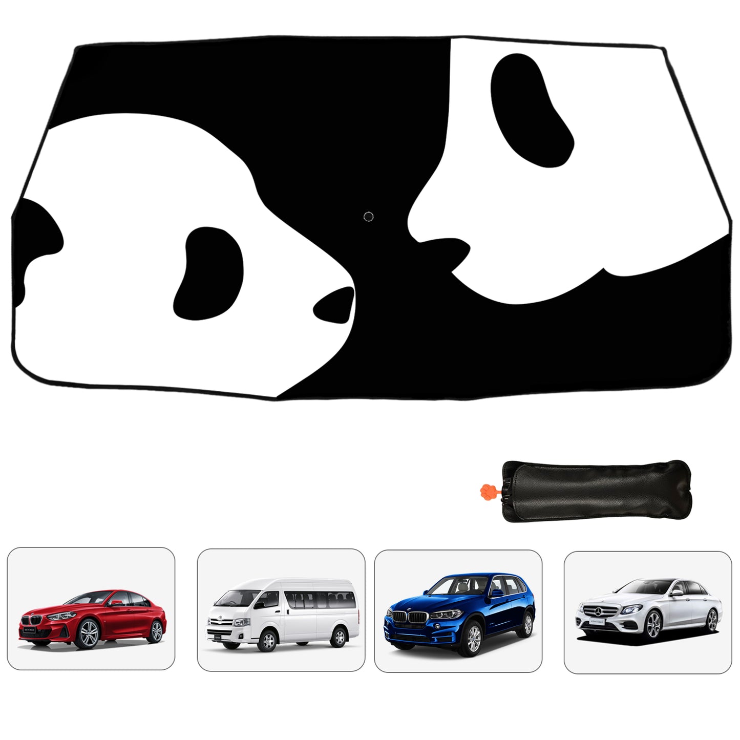 Panda Couple Car Windshield Sunshade Umbrella