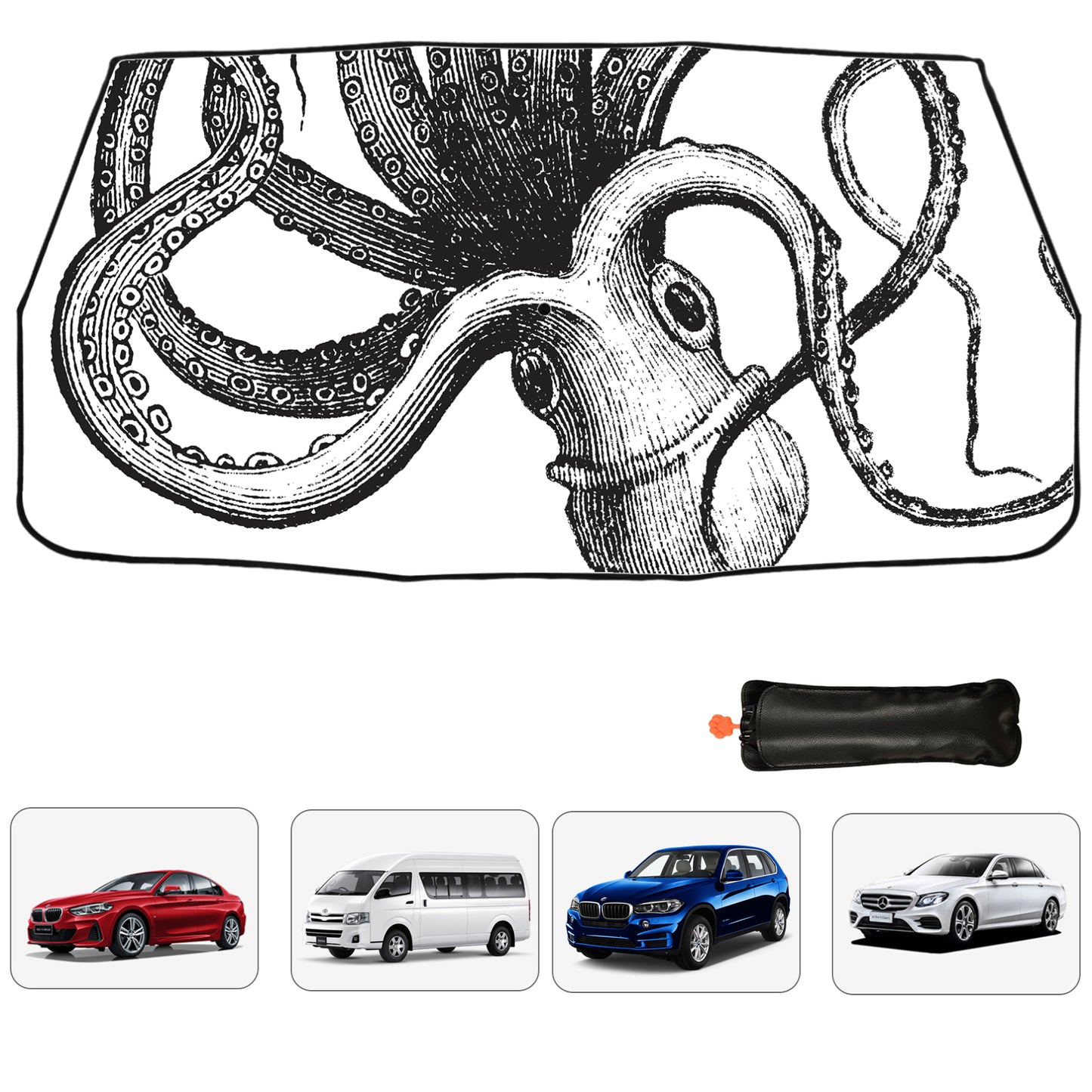 Octopus Printed Collapsible Car Sun Shade