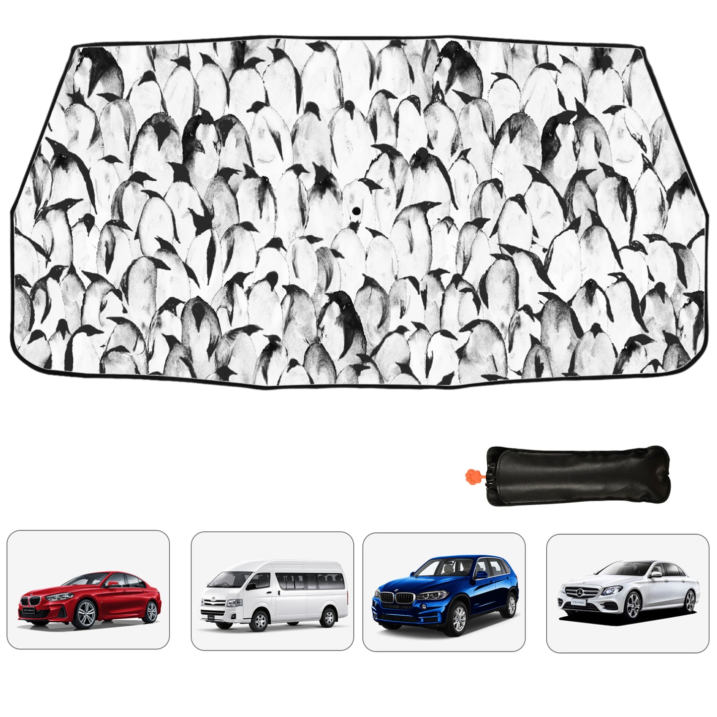 Penguins Printed Car Windshield Umbrella