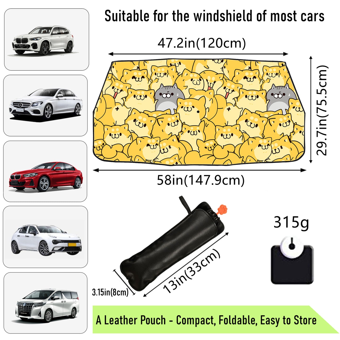 Adorkable Cats Car Shade Umbrella For Windshield