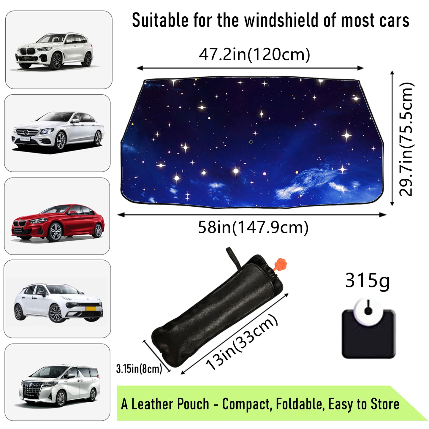 Stars Galaxy Foldable Car Sunshade Umbrella