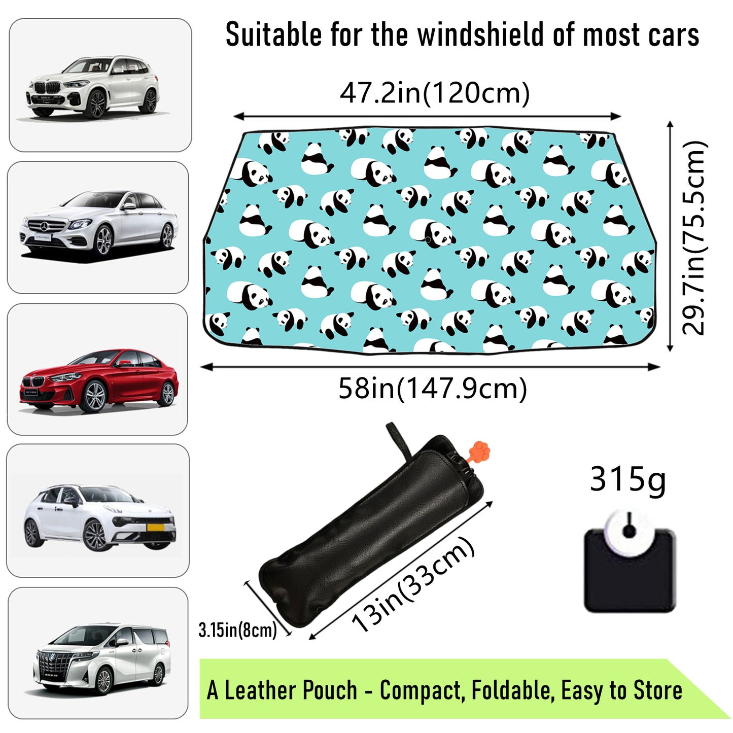 Red Panda Car Windshield Sun Shade Umbrella