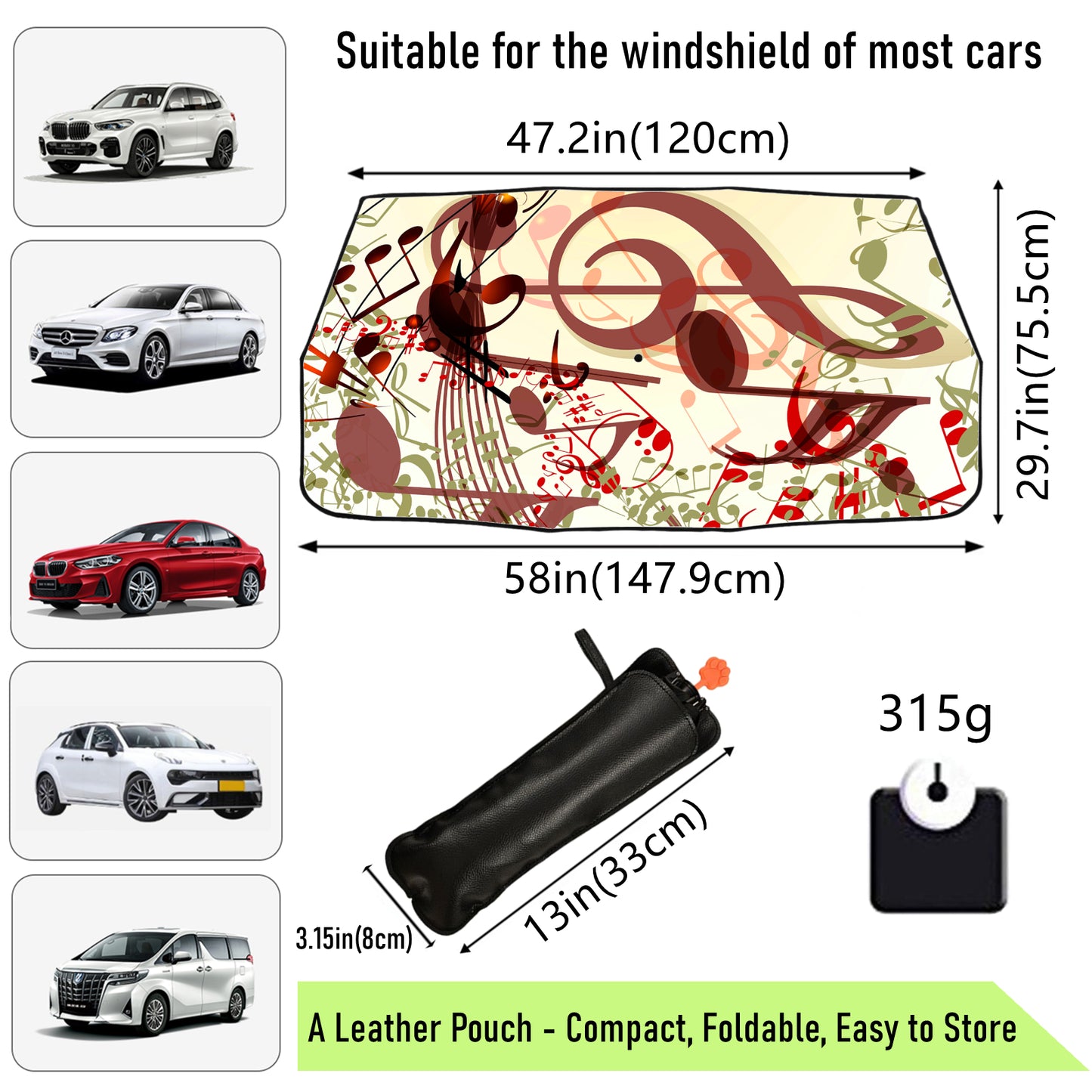 Music Design Car Windshield Umbrella