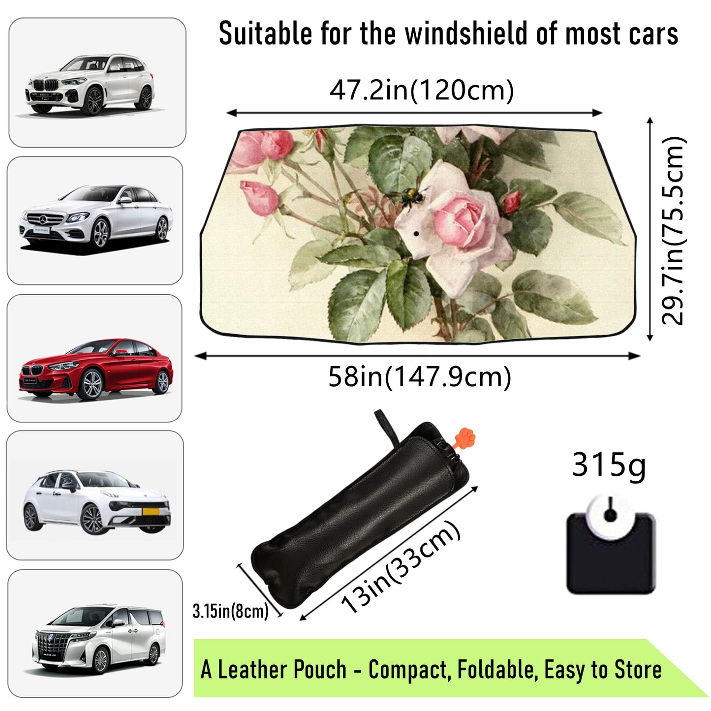 Peony Design Car Umbrella Sunshade