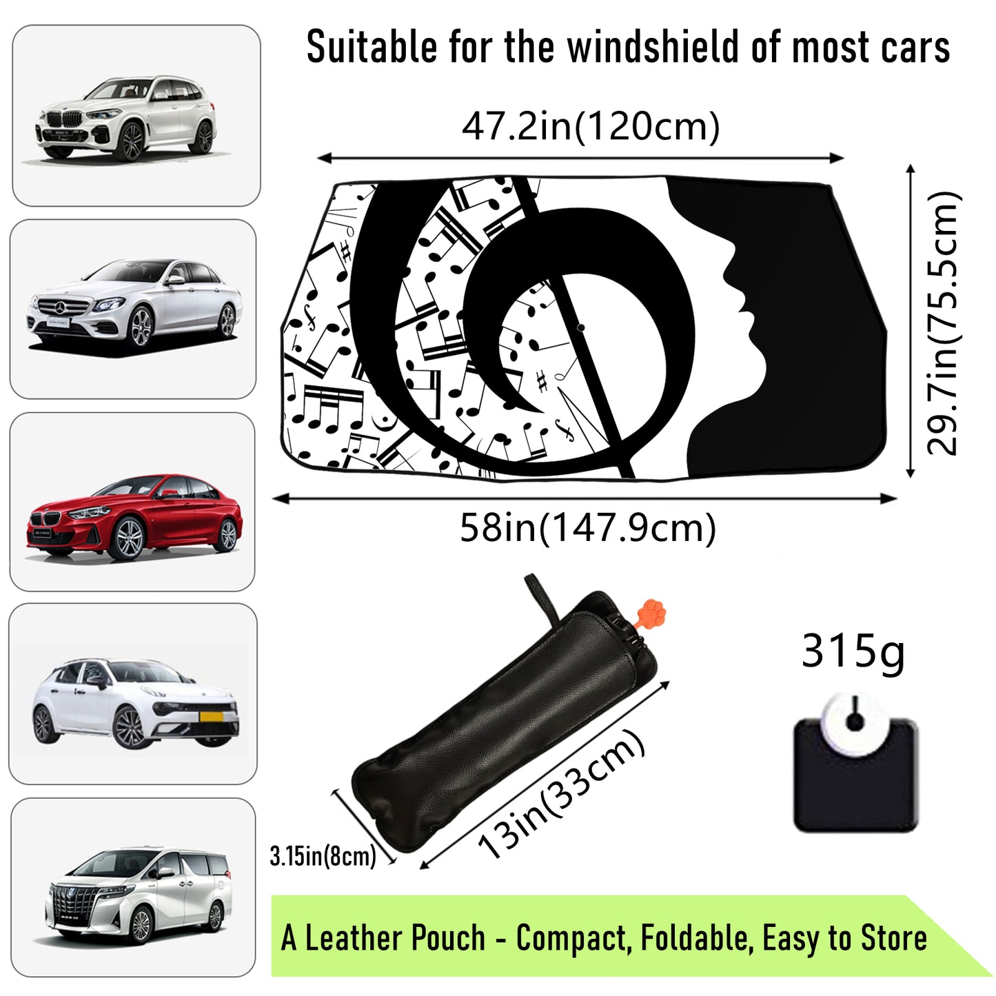 Car Windscreen Umbrella With Musical Notes