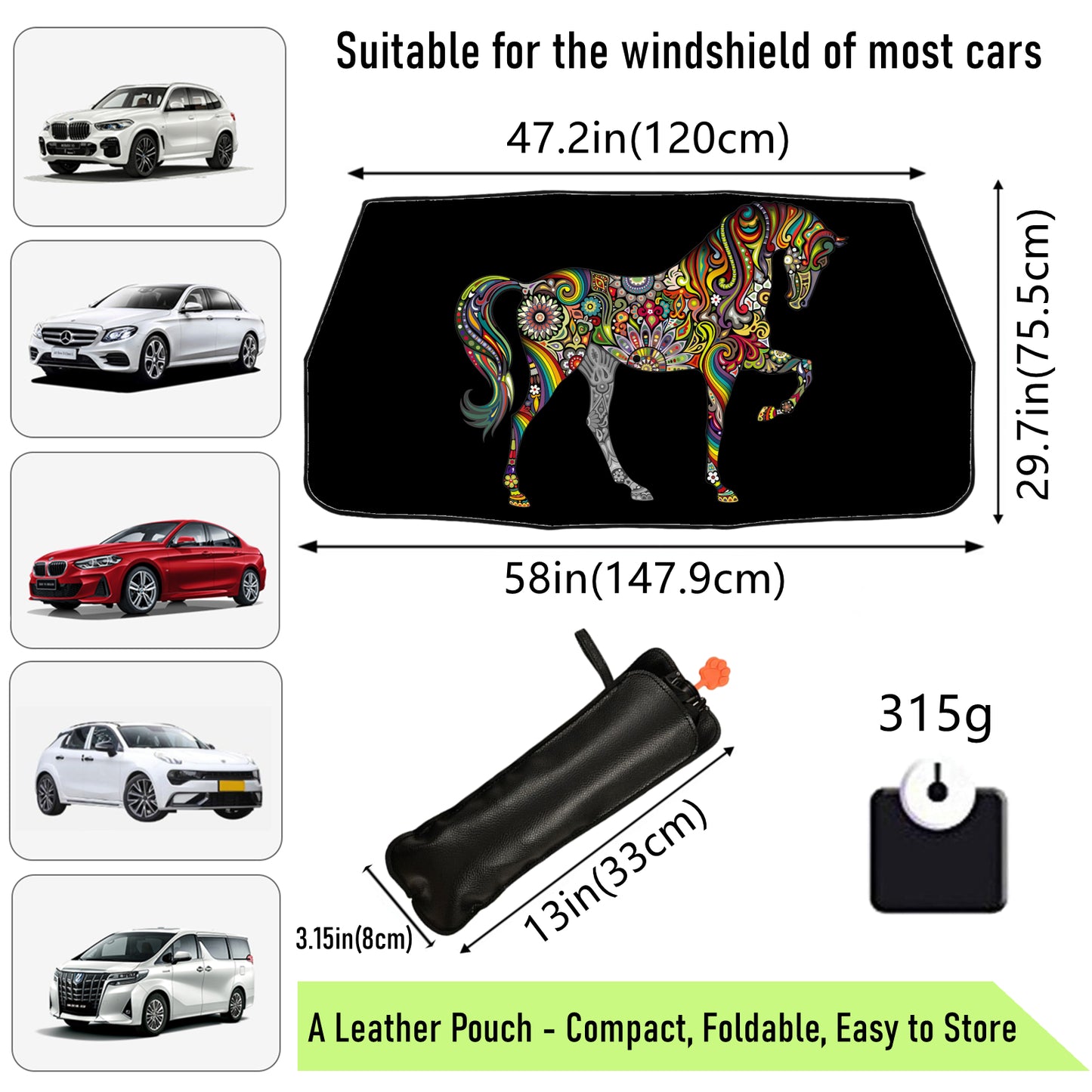 Classic Unicorn Car Windshield Sun Shade Umbrella