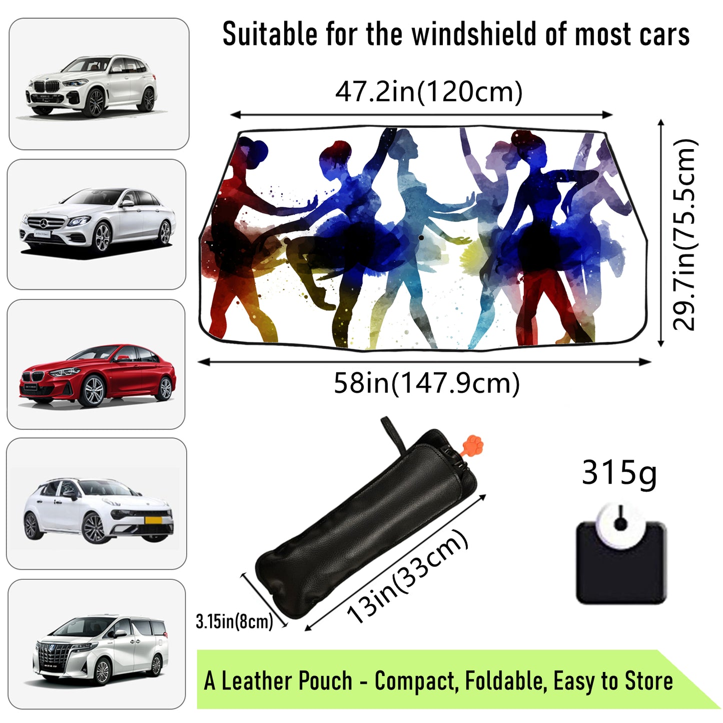 Ballet Dancer Car Windshield Sun Shade Umbrella