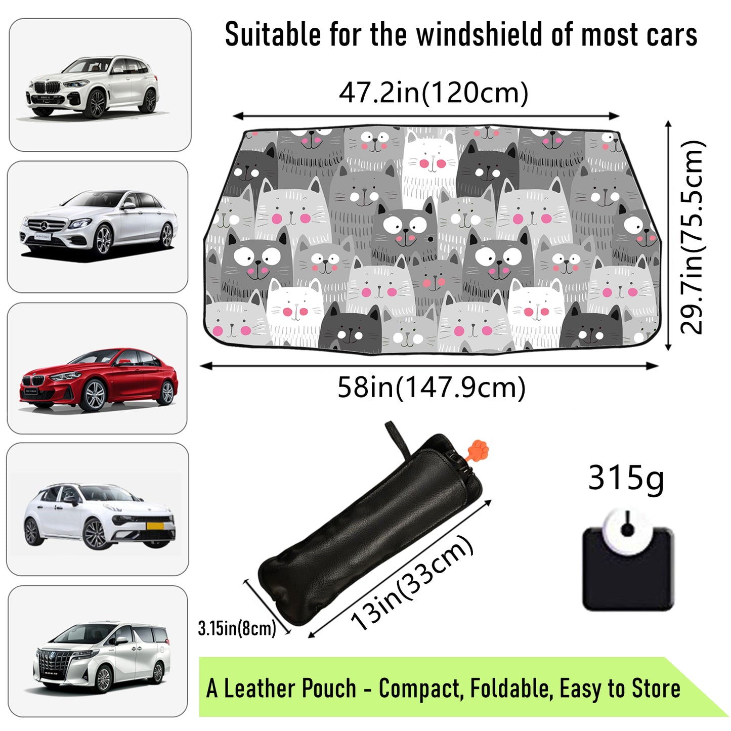 Cute Cats Car Windshield Sun Shade