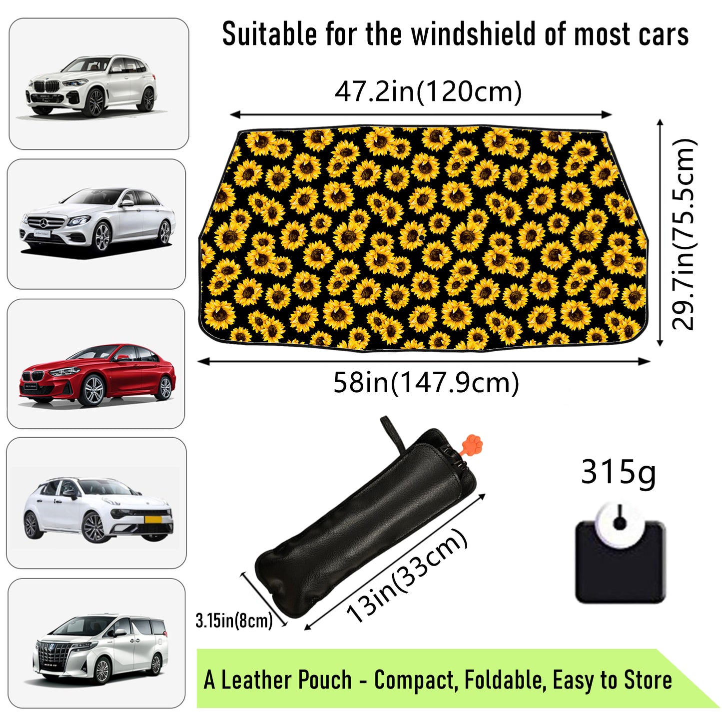 Classic Sunflower Car Windshield Sun Shade