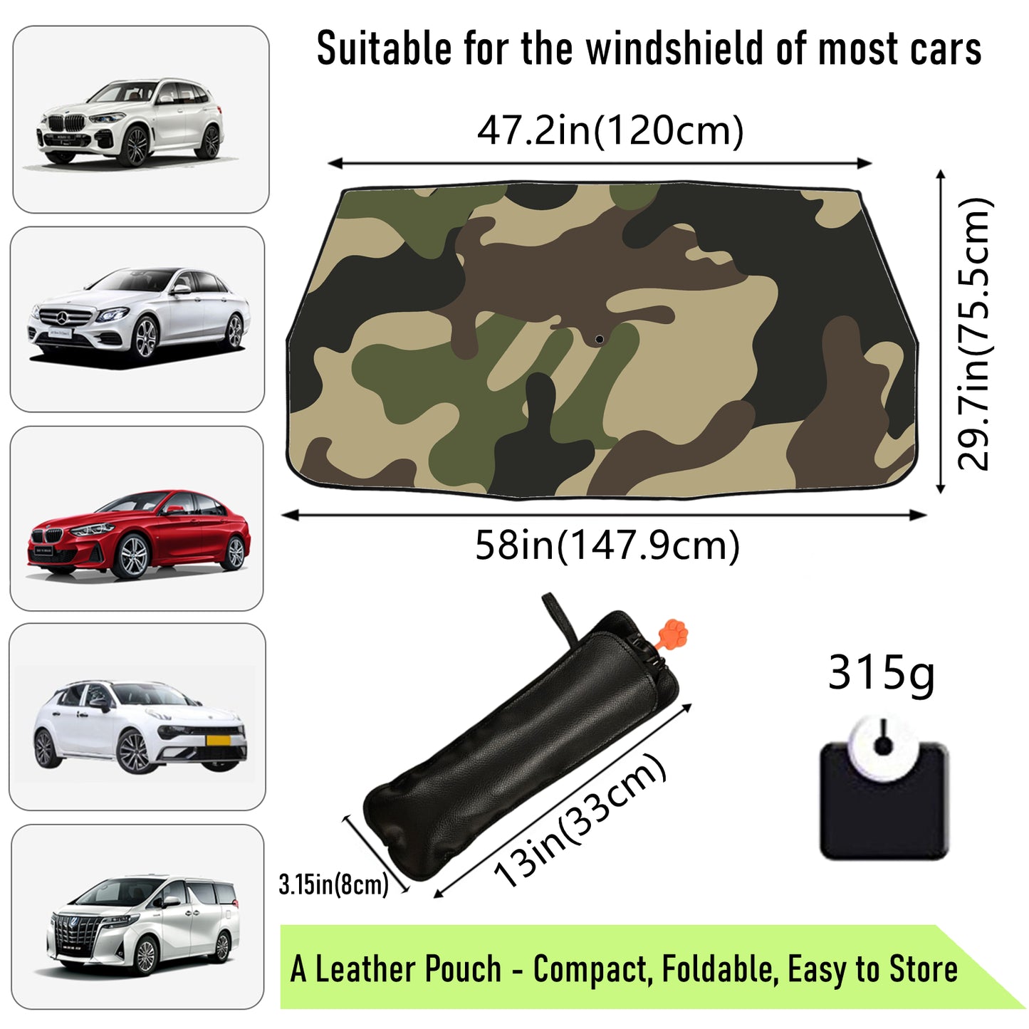 Camo Windshield Sun Shade