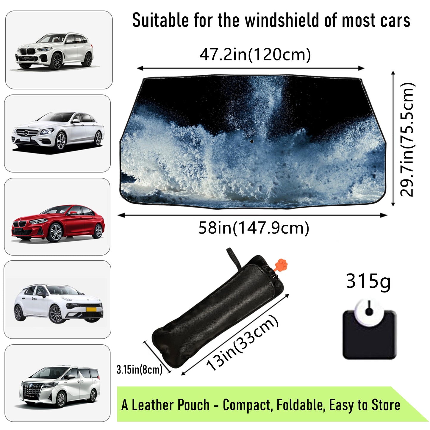 Snowflakes Car Windshield Cover Umbrella