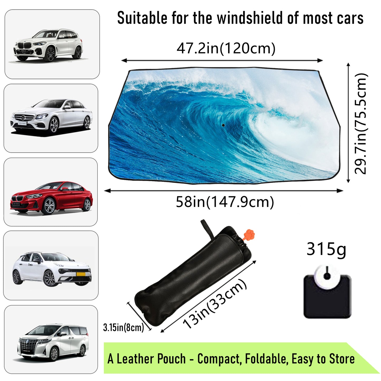 Sea Waves Umbrella Sun Shade For Car Windshield