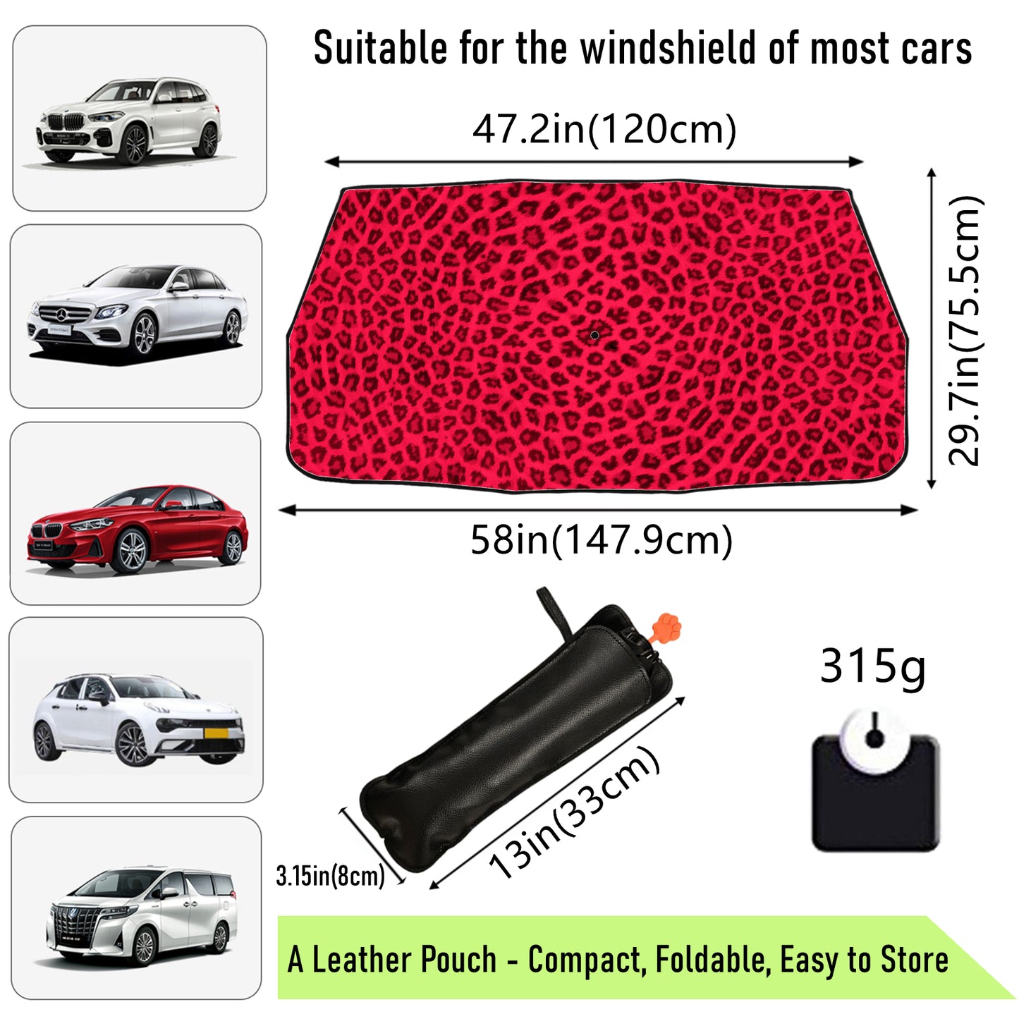 Red Leopard Car Windshield Sun Shade