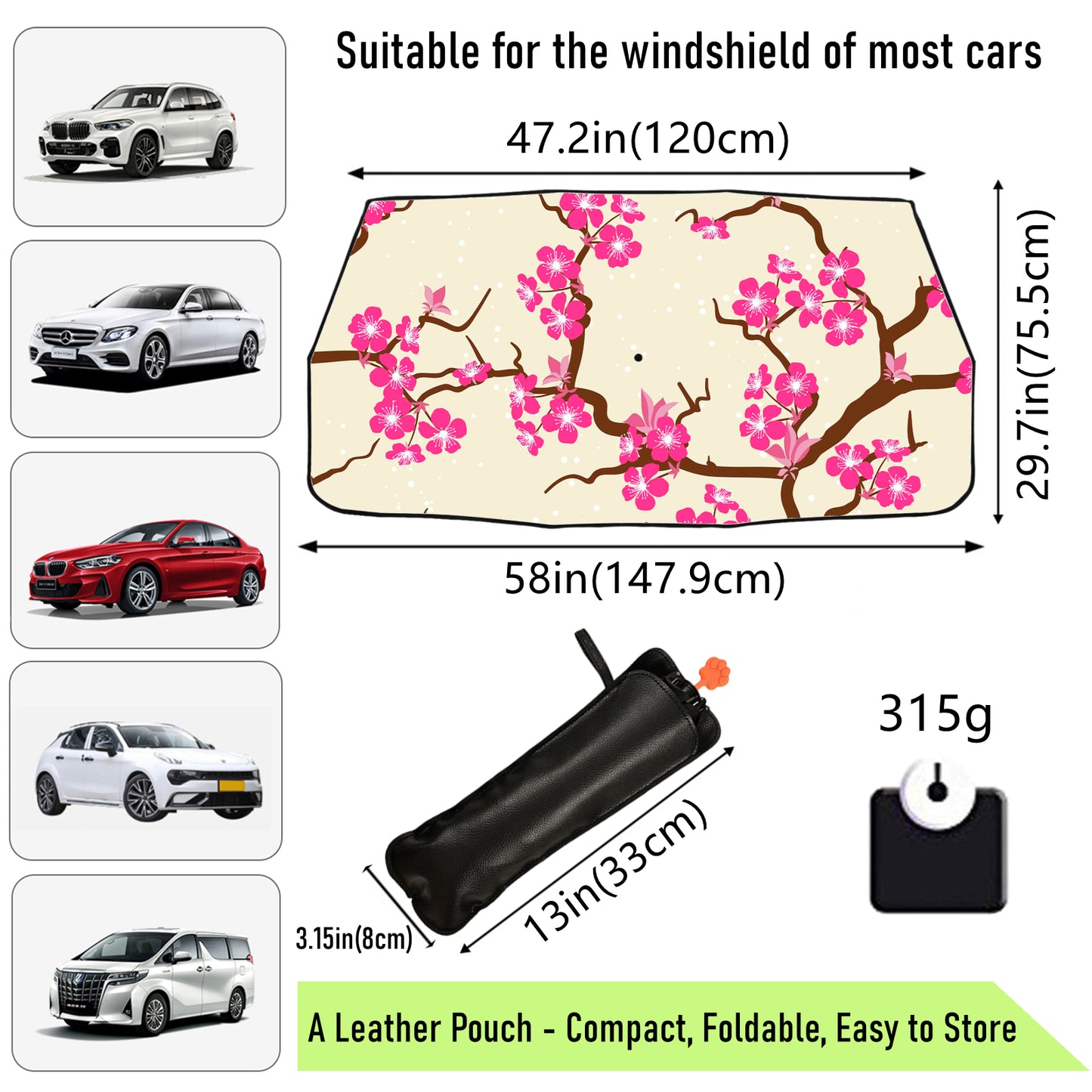 Plum Blossom Foldable Car Sun Shade