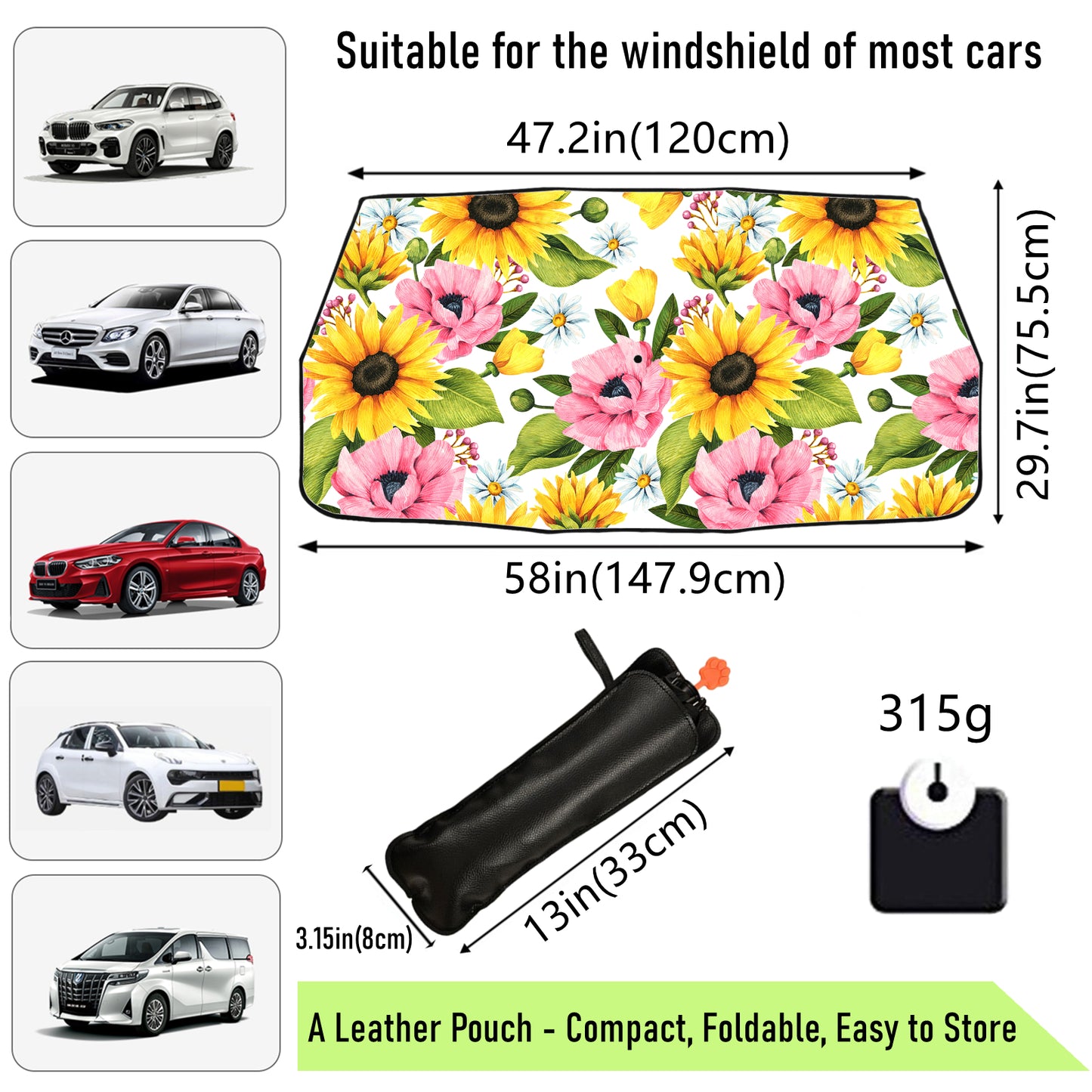 Beautiful Sunflower Car Windshield Sun Shade